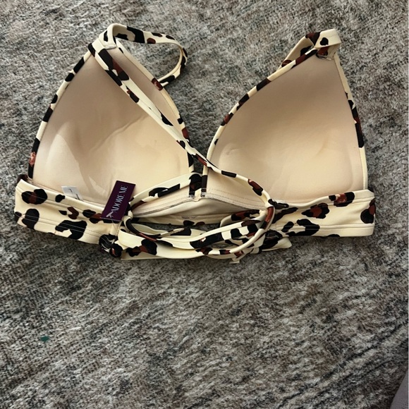 Adore Me Brown and Cream Swim Top with Animal Print Size Large NWT - Picture 2 of 3